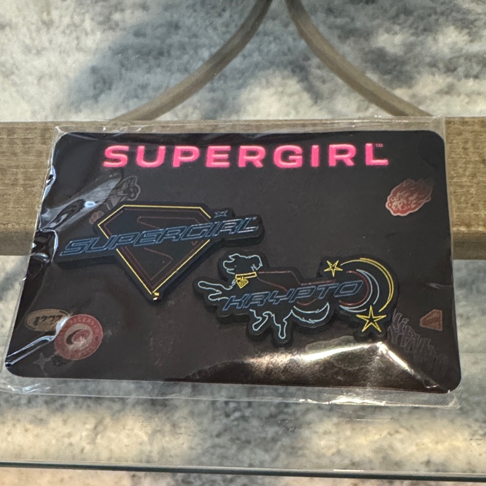 SUPERGIRL & KRYPTO DOG Black Enamel Pin Set - 2026 Movie DC COMICS NEW
